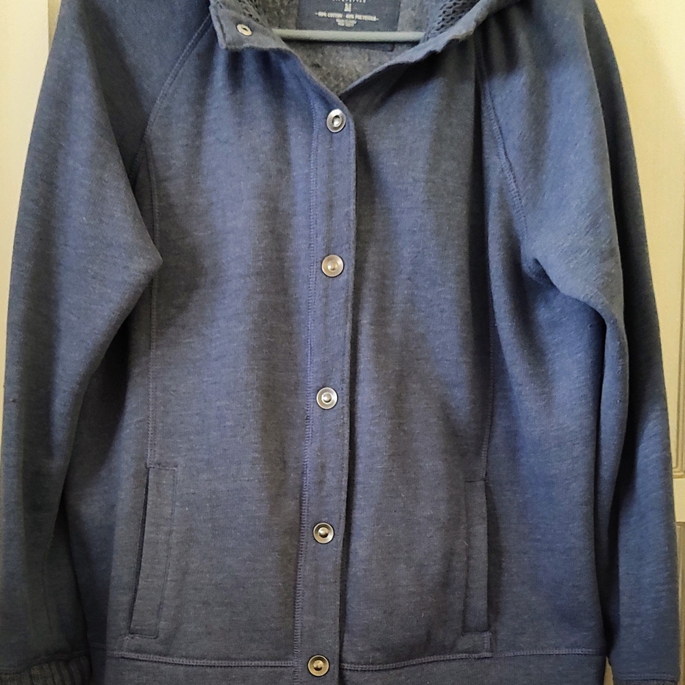 Blue Button-Up Hoodie